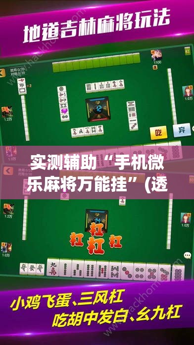 实测辅助“手机微乐麻将万能挂”(透视)其实确实有挂