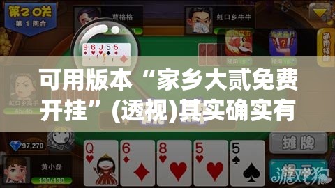可用版本“家乡大贰免费开挂”(透视)其实确实有挂