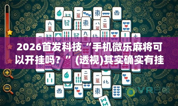 2026首发科技“手机微乐麻将可以开挂吗？”(透视)其实确实有挂