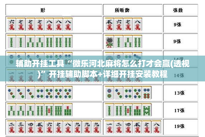 辅助开挂工具“微乐河北麻将怎么打才会赢(透视)”开挂辅助脚本+详细开挂安装教程