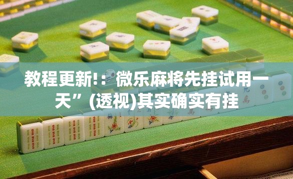 教程更新!：微乐麻将先挂试用一天	”(透视)其实确实有挂
