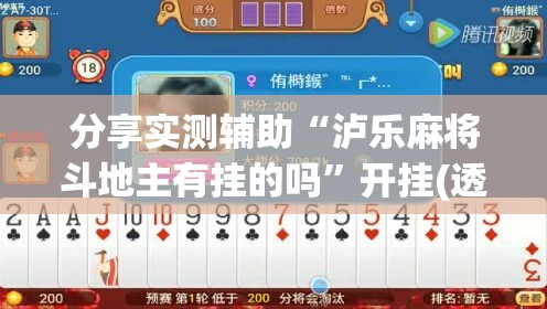 分享实测辅助“泸乐麻将斗地主有挂的吗”开挂(透视)最新辅助详细