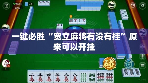 一键必胜“宽立麻将有没有挂”原来可以开挂