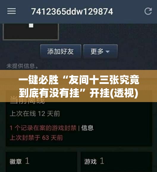 一键必胜“友间十三张究竟到底有没有挂	”开挂(透视)辅助神器