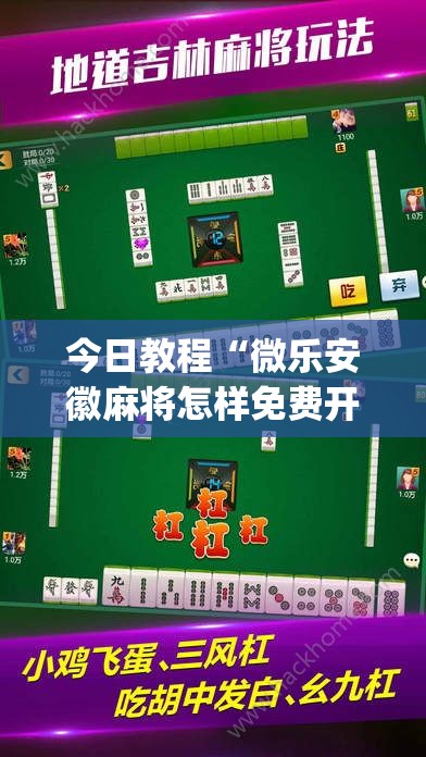 今日教程“微乐安徽麻将怎样免费开挂”开挂(透视)最新辅助详细