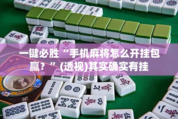一键必胜“手机麻将怎么开挂包赢？”(透视)其实确实有挂