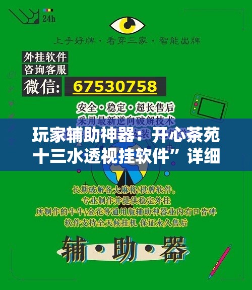 玩家辅助神器：开心茶苑十三水透视挂软件”详细外挂透视辅助软件教程